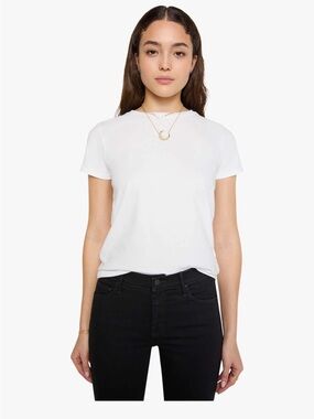 MOTHER The Lil Goodie Goodie Bright White Crewneck Tee Shirt Size S